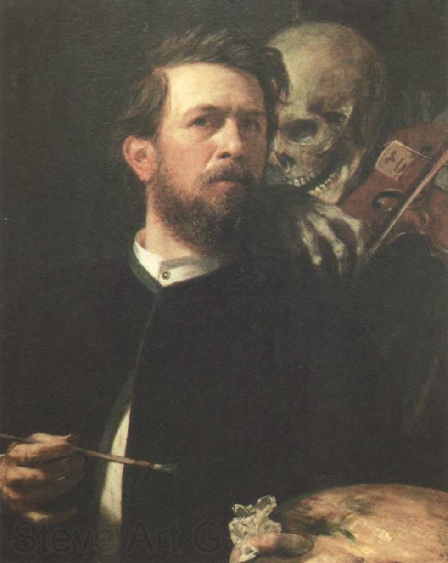 Arnold Bocklin self portrait with death playing the fiddle Germany oil painting art